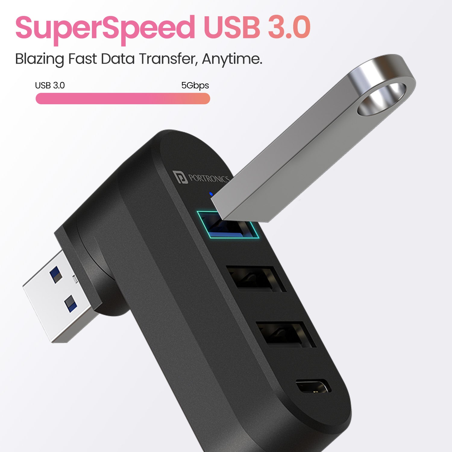 Portronics Mport spin 4 Multiport adapter usb 3.0 with 5 gbps data transfer speed| best computer accessories by portroncis| best accessories for computer online at discount rate