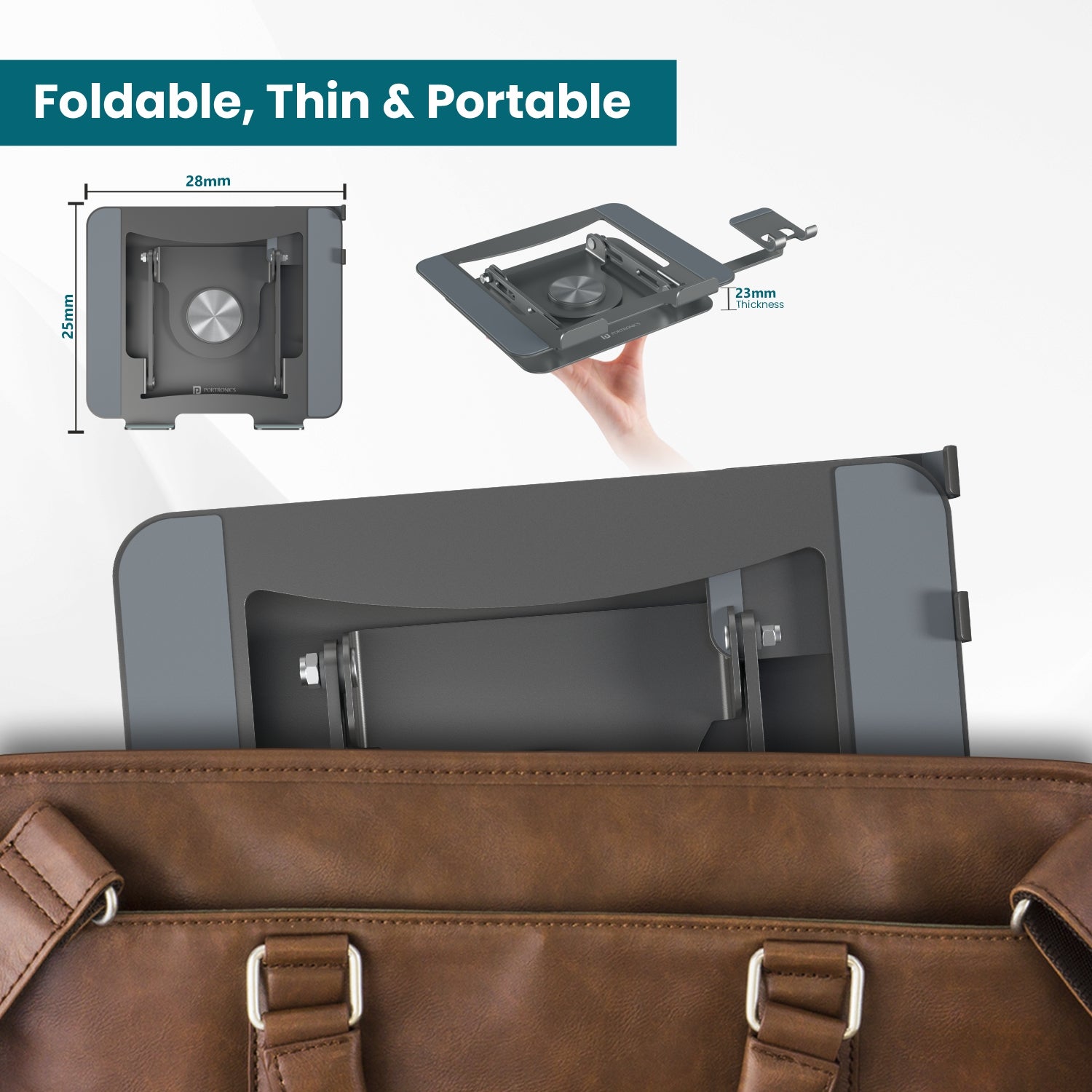 Portable and Foldable Laptop Stand by Portronics | My Buddy K9 Pro with Built-in Phone Holder | Best Laptop Stand Under 2000