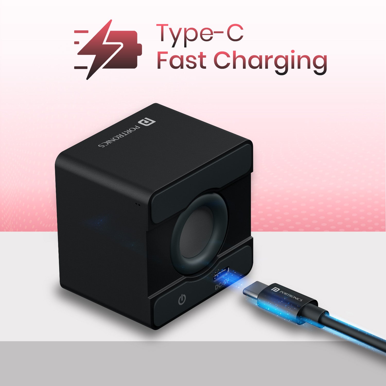 Black Portronics Nugget 3w portable wireless buletooth speaker with crystal clear sound| wireless buletooth speaker with 4hr playtime| mini speaker with type c charging port| type c fast charging mobile speaker