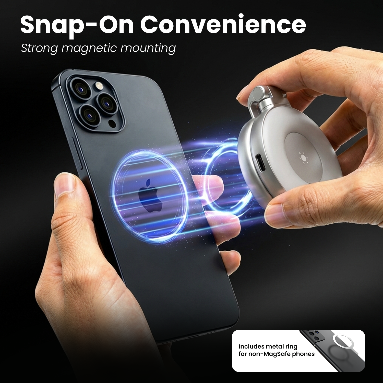 Oria LED mobile phone stand for iPhone with adjustable brightness and color temperature, magnetic mobile stand for content creation and video calls
