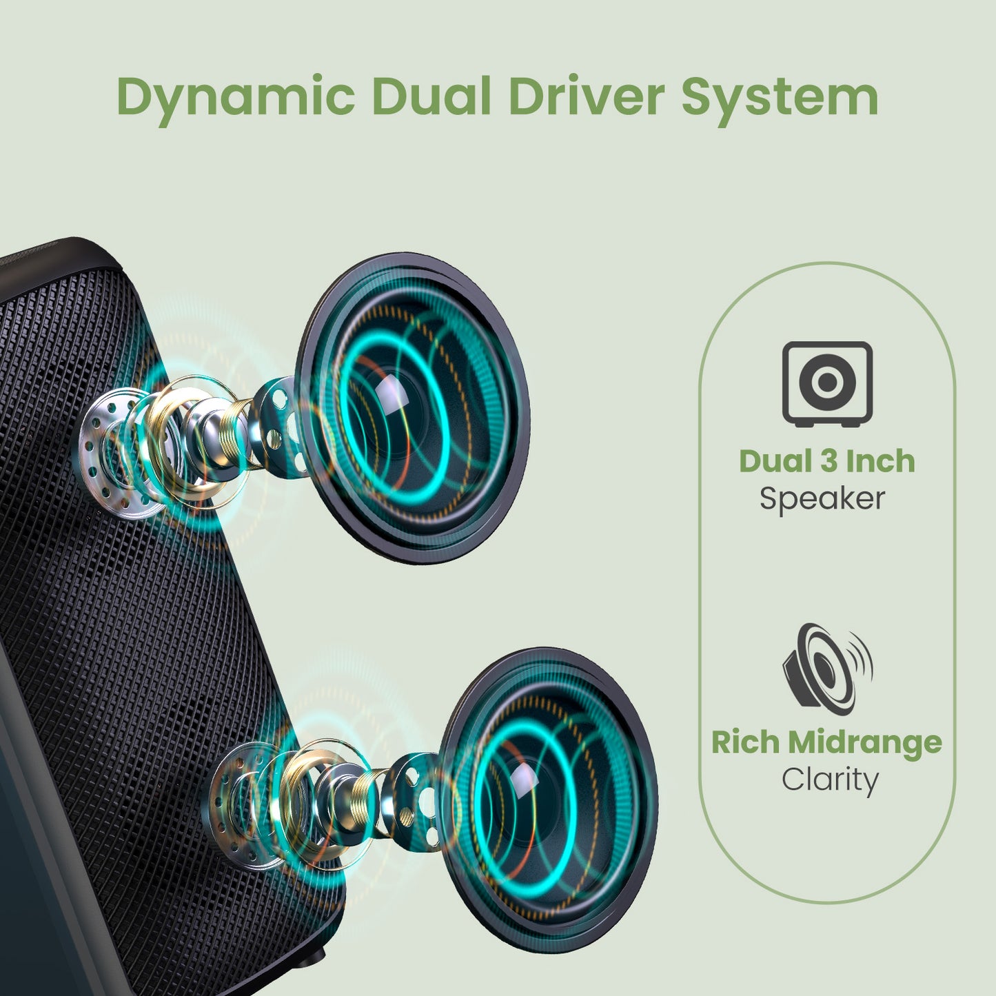 Portable Bluetooth speaker Portronics Rumble with dynamic dual drivers, TF card slot, party-ready sound, perfect karaoke speaker with wireless mic and wired microphone support