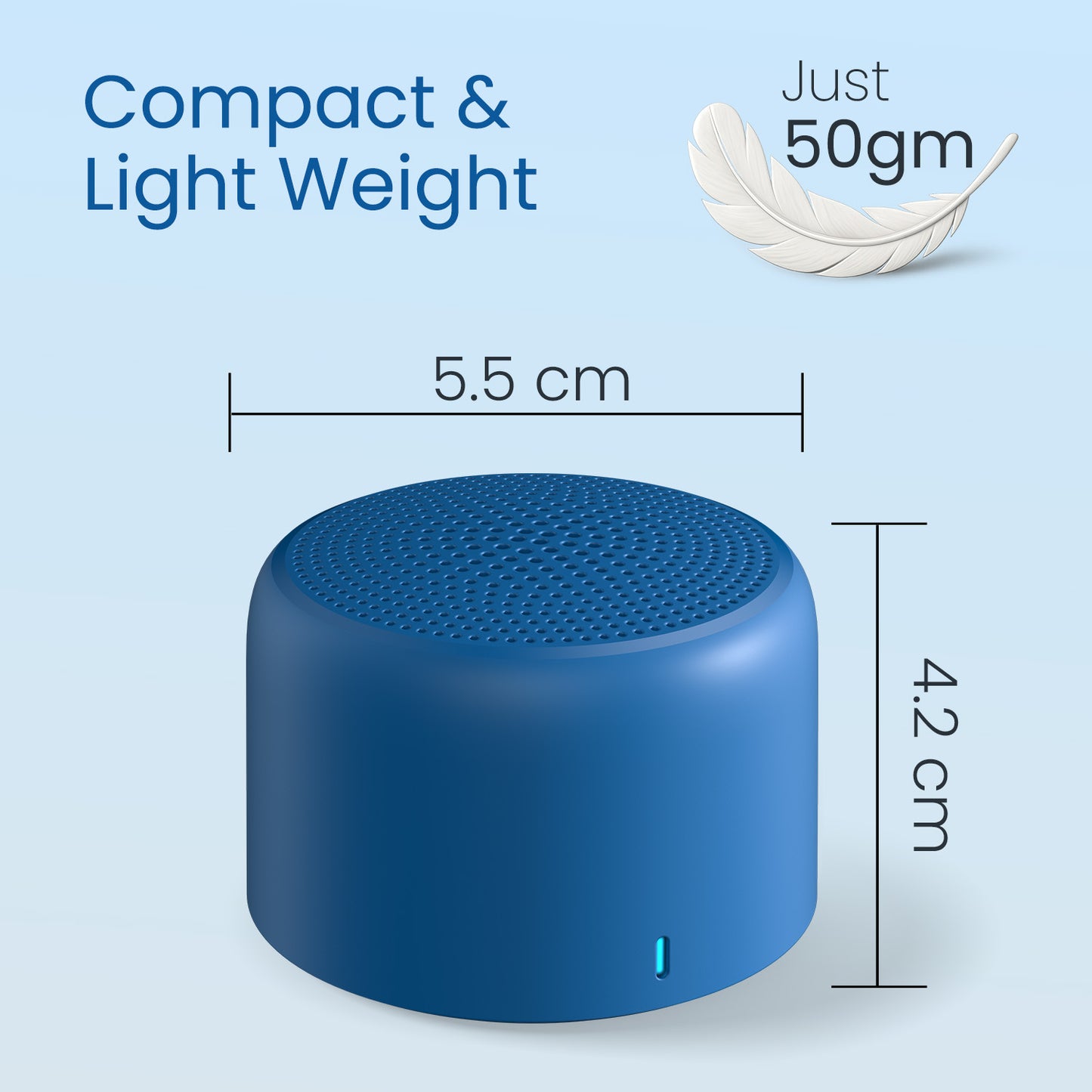 Blue Portable Mini Speaker Pico | Ultra-Compact Wireless Bluetooth Speaker with Affordable Mini Speaker Price