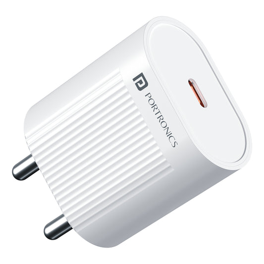 Portronics Adapto 45A 45W Type C PD Charging Adapter – Ultra-fast USB charger with GaN technology, ensuring efficient power delivery, reduced heat generation, and universal compatibility for smartphones, tablets, and laptops.