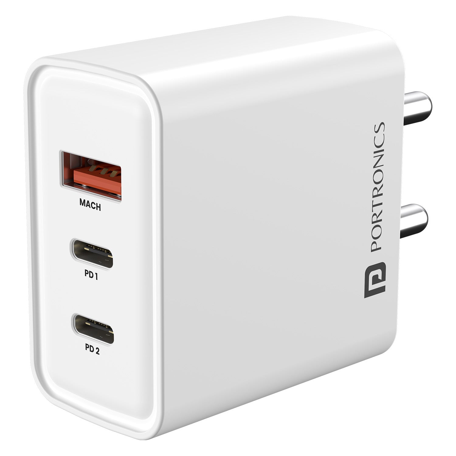 White Portronics Adapto 65M | Advanced USB Type-C PD Charging Adaptor with PPS support for MacBook, Windows laptops, and ultrabooks