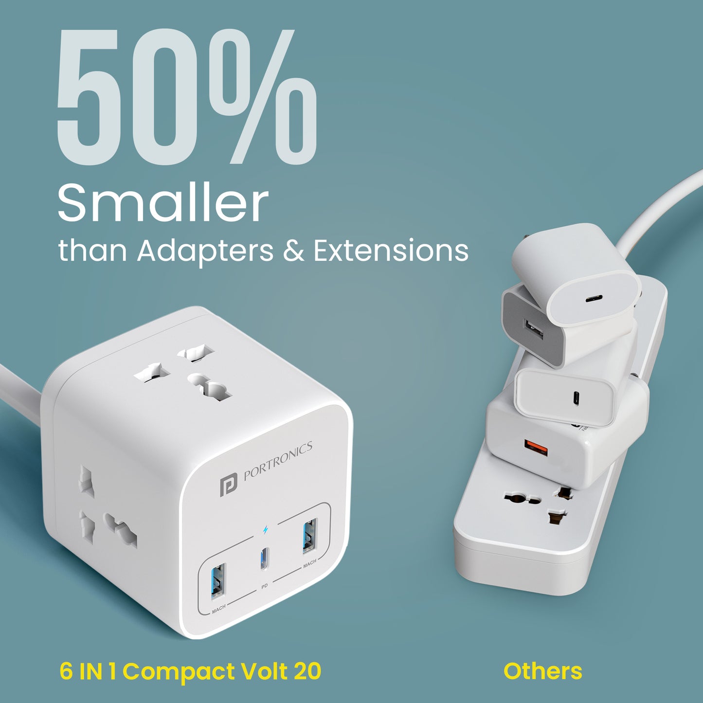 Portronics Adapto volt 20 2500w high quality power extension| compact and travel friendly extension board for traveler| best power extension by portronics