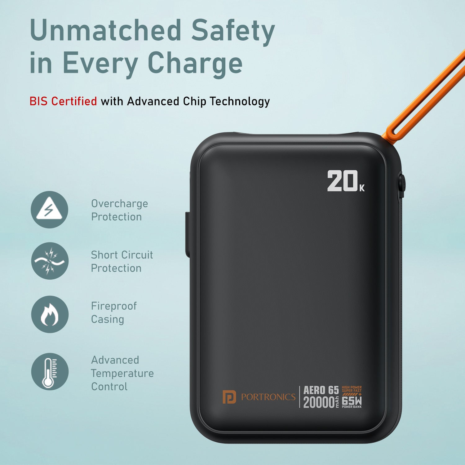 Portronics Aero 65 65W USB Type-C PD Power Bank | Fast charging powerbank with efficient power management | best power bank for mobile and daily use