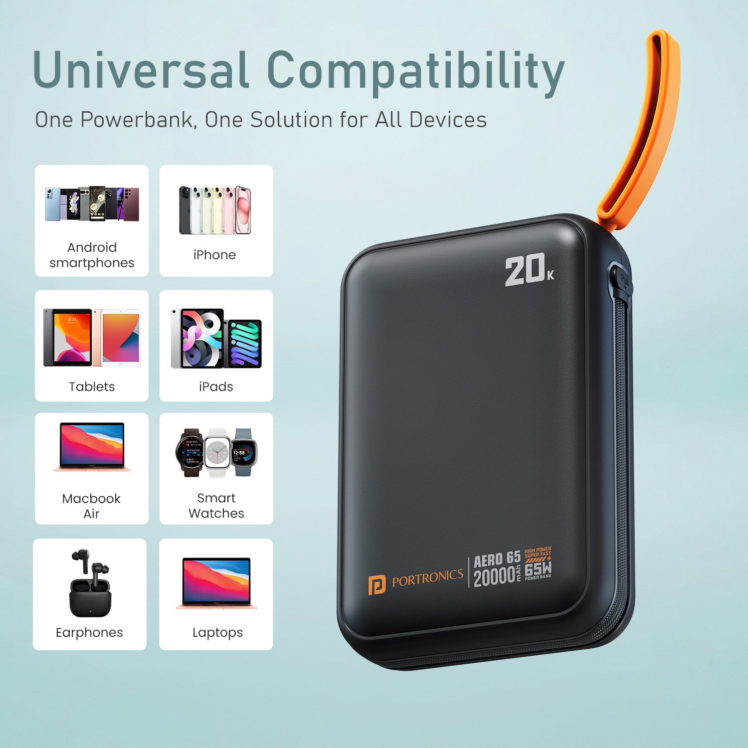 Portronics Aero 65 Fast Charging Powerbank | High-output 65W super fast charging power bank | best powerbank for student travel work and daily charging needs all product
