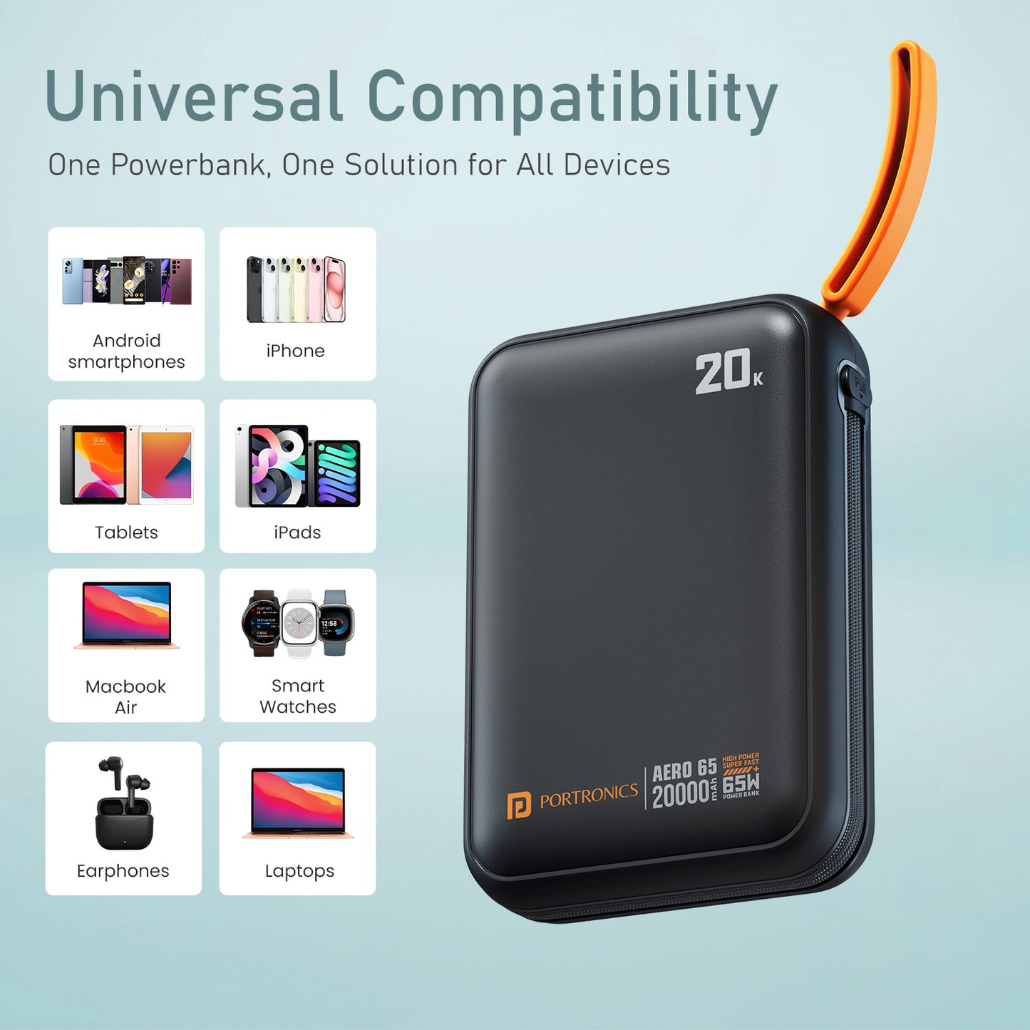 Portronics Aero 65 Fast Charging Powerbank | High-output 65W super fast charging power bank | best powerbank for student travel work and daily charging needs all product
