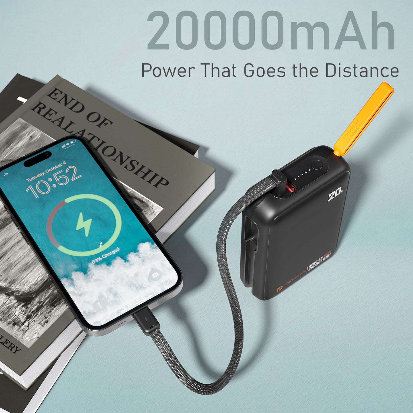 Portronics Aero 65 20000mAh Powerbank | High-capacity lithium battery for multiple device charges | power bank 20000mah for mobile and iPhone users