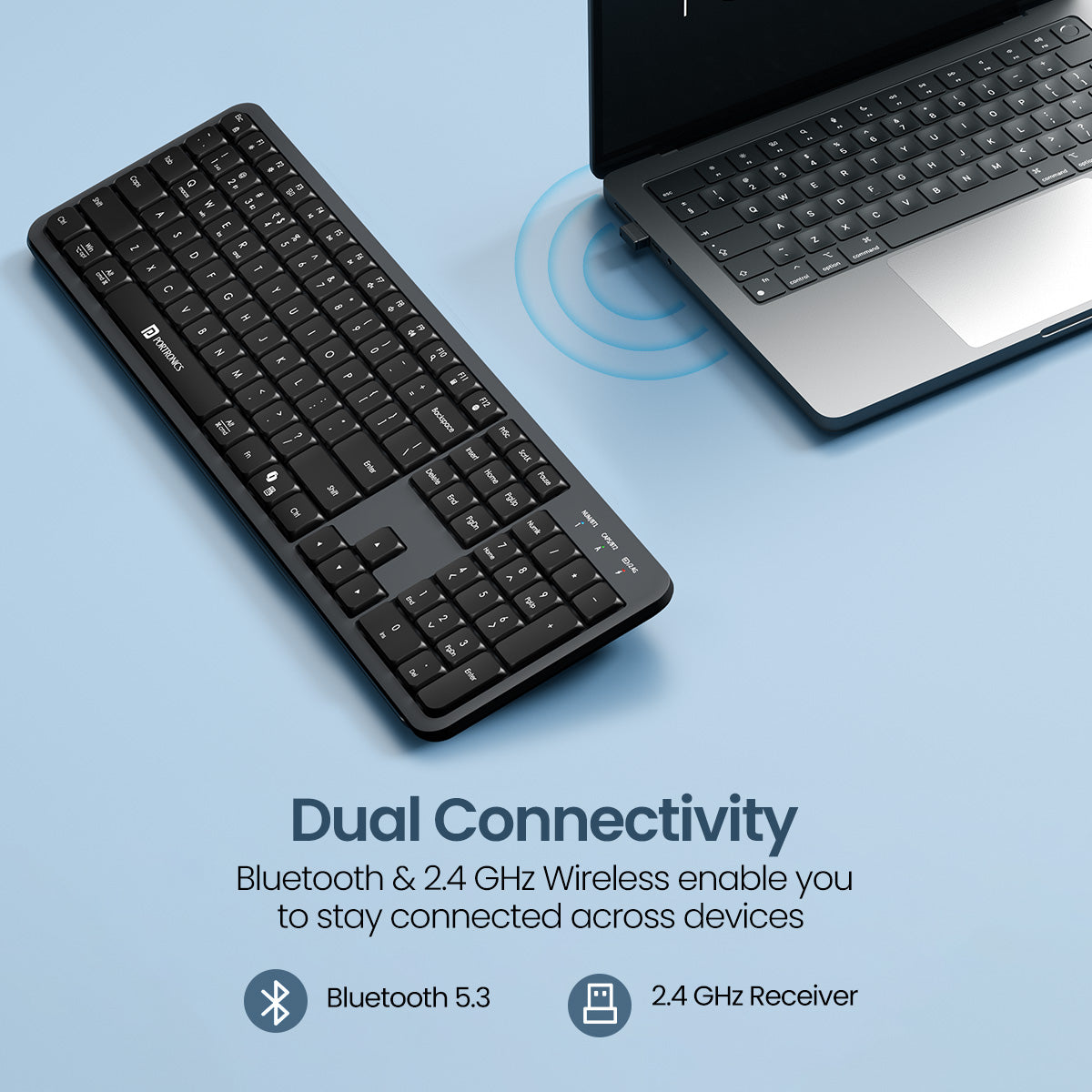 Portronics Akshr Prime Bluetooth Keyboard for Tablet | Multi-device wireless connectivity | tablet keyboard compatible with android ipad and computer