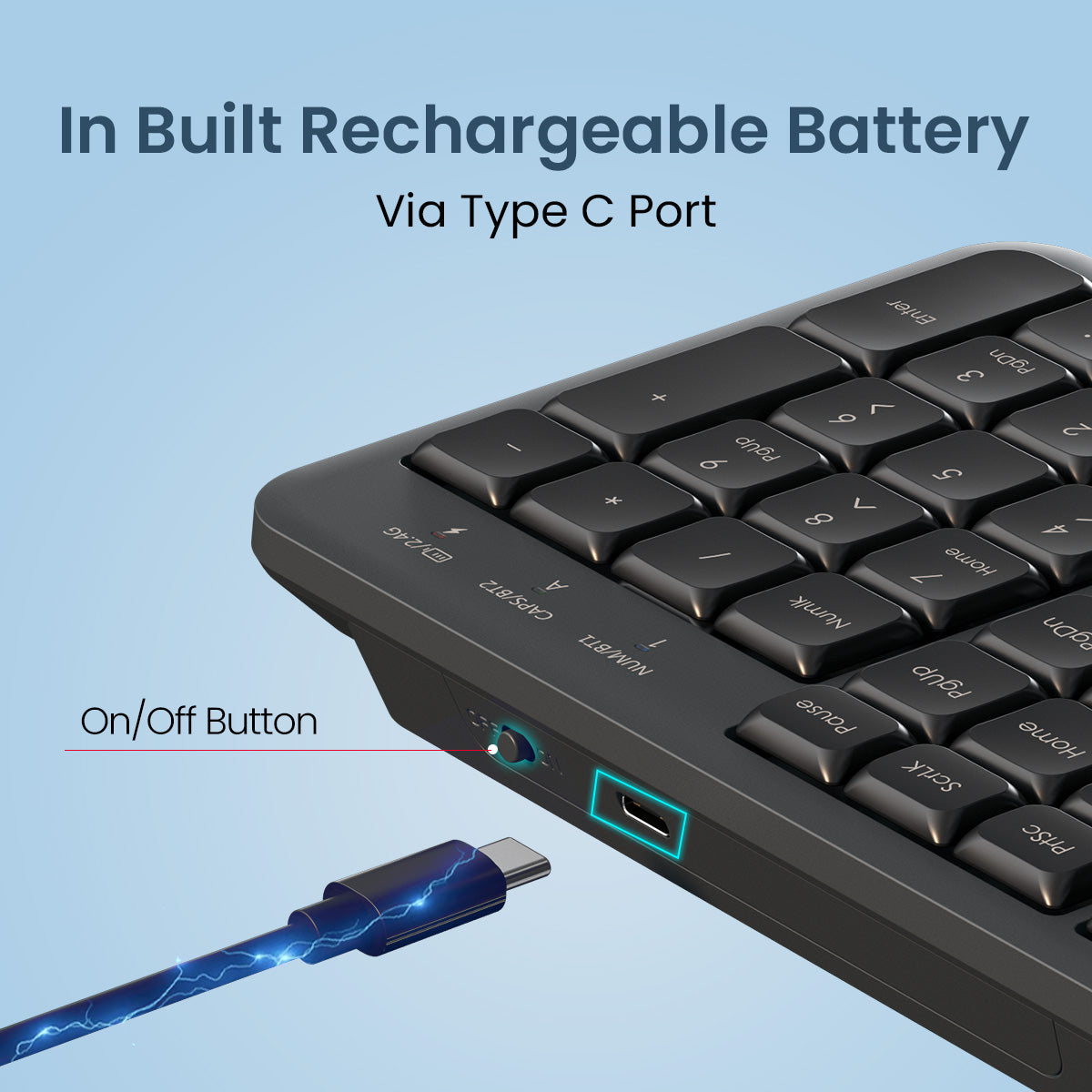 Portronics Akshr Prime Rechargeable Keyboard | Smart power saving with built-in battery | wireless keyboard under 1000 for home office and travel