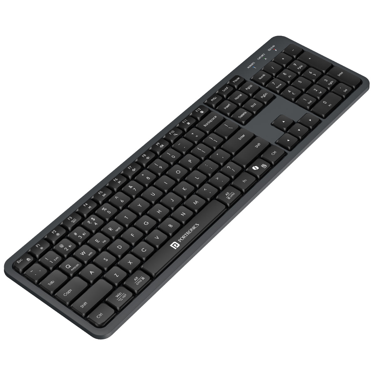 Portronics Akshr Prime Wireless Keyboard | Triple-device multi-pairing with Bluetooth and 2.4GHz | wireless laptop keyboard for computer tablet and daily work