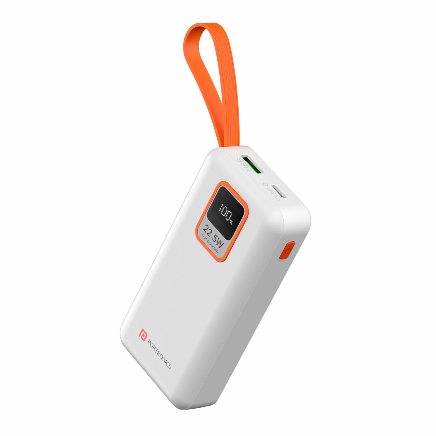 White Portronics Ampbox 10k 10000mah Power bank with 22.5w fast pd charging| mini power bank online| best pocket  power bank online
