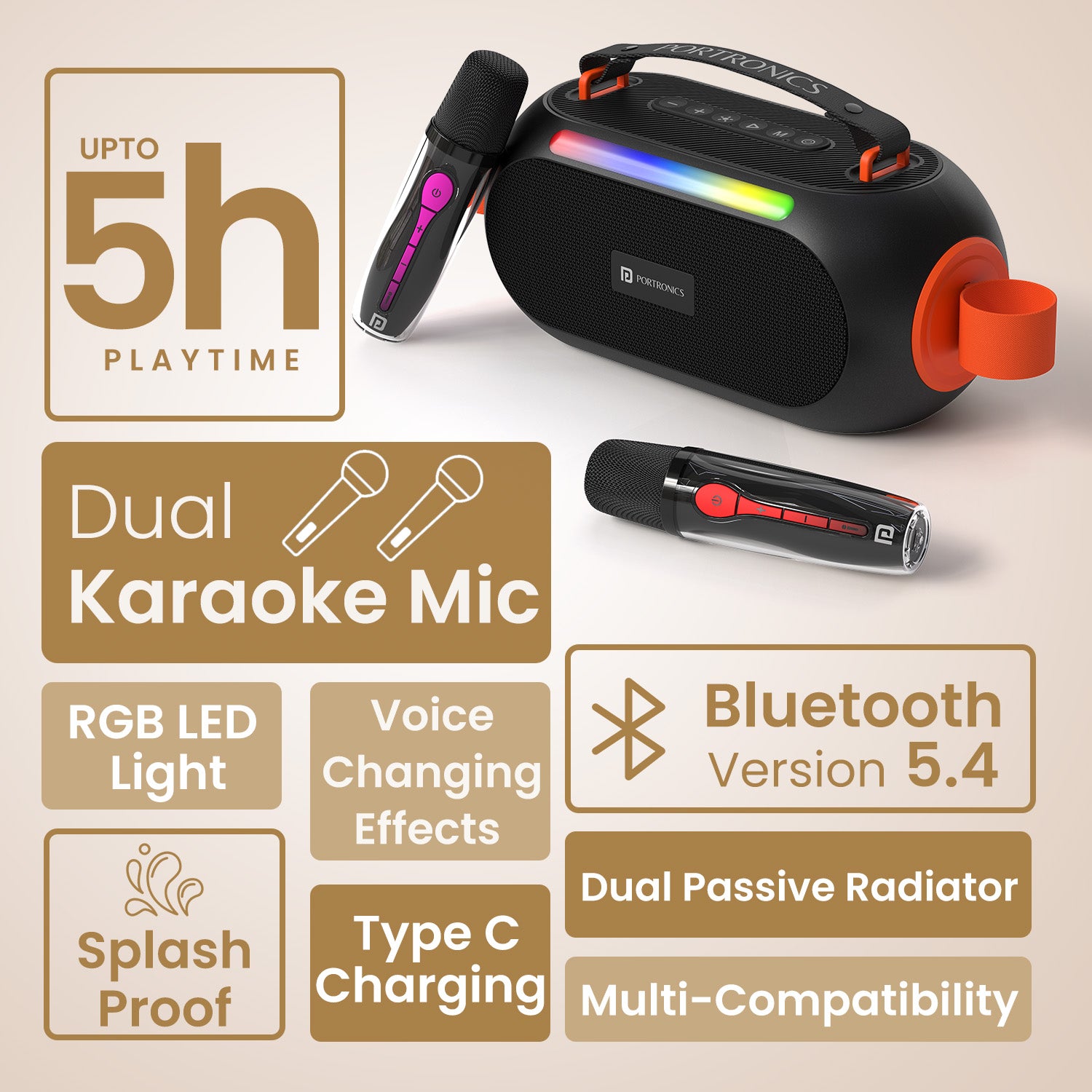 Portronics Apollo 20 Wireless Bluetooth Portable Speaker | bt speaker | speaker bluetooth | AUX speaker| speaker with long playtime