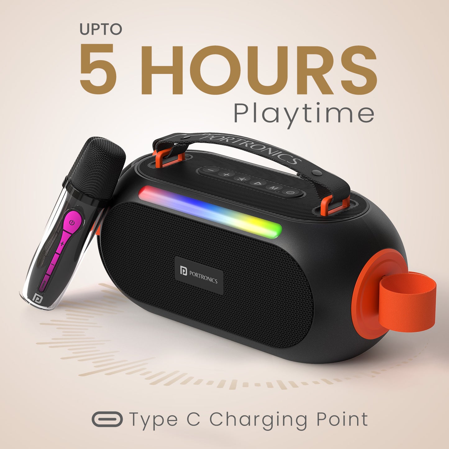 Portronics Apollo 20 Wireless Speaker | portable bluetooth speaker | karaoke mic speaker | 5 hour playtime| best speaker in the market