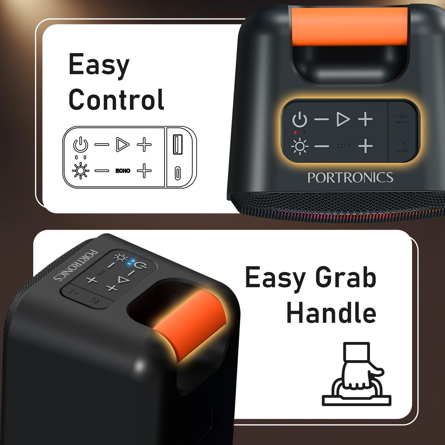 Portronics Apollo 30 | Portable Karaoke Bluetooth Speaker with FM, AUX & Mic | A feature-packed wireless speaker designed for music enthusiasts, offering 30W HD sound, RGB lights, and wireless microphone for singing. The Portronics Apollo 30 Bluetooth speaker ensures crisp vocals, extended playtime, and flexible connectivity for any occasion.