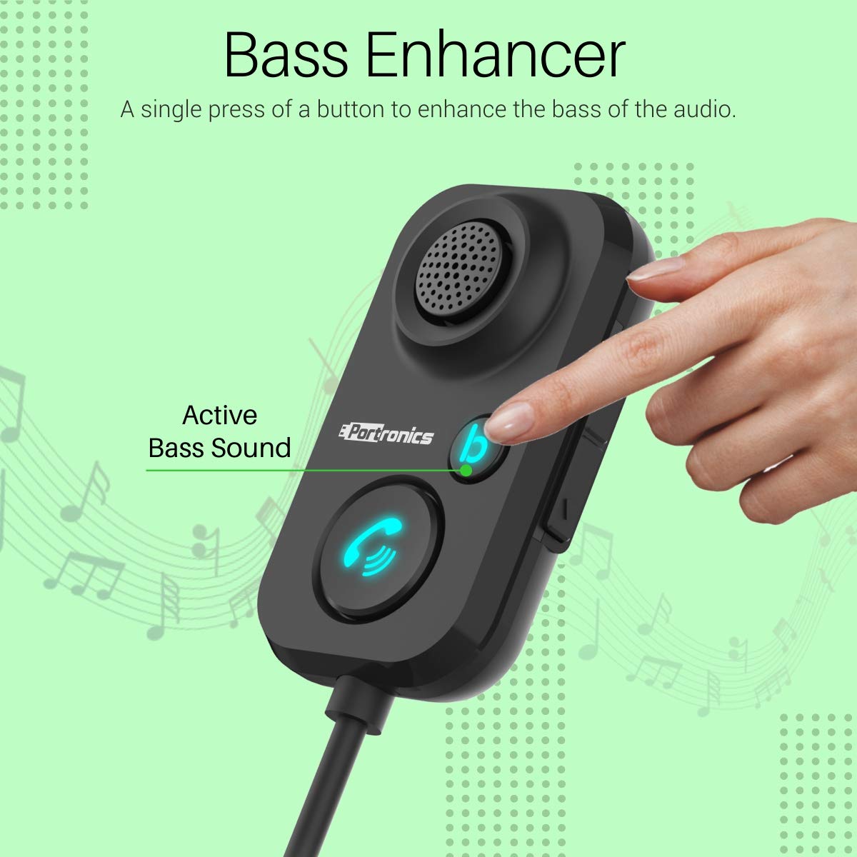 Bluetooth car stereo system adapter with active noise cancellation, and  bass boost making Portronics Auto 12 a perfect choice for car Bluetooth and FM radio access