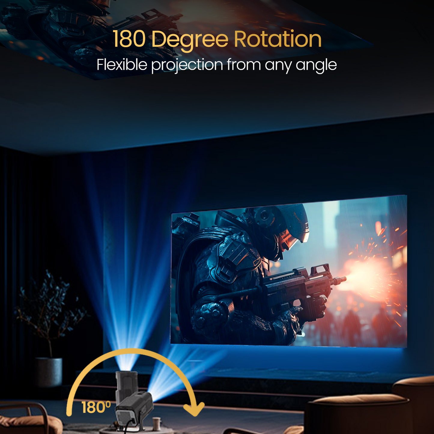 Portronics Beem 470 projector for home with adjustable screen size and auto keystone| projector with 180 degree rotation| bluetooth projector online