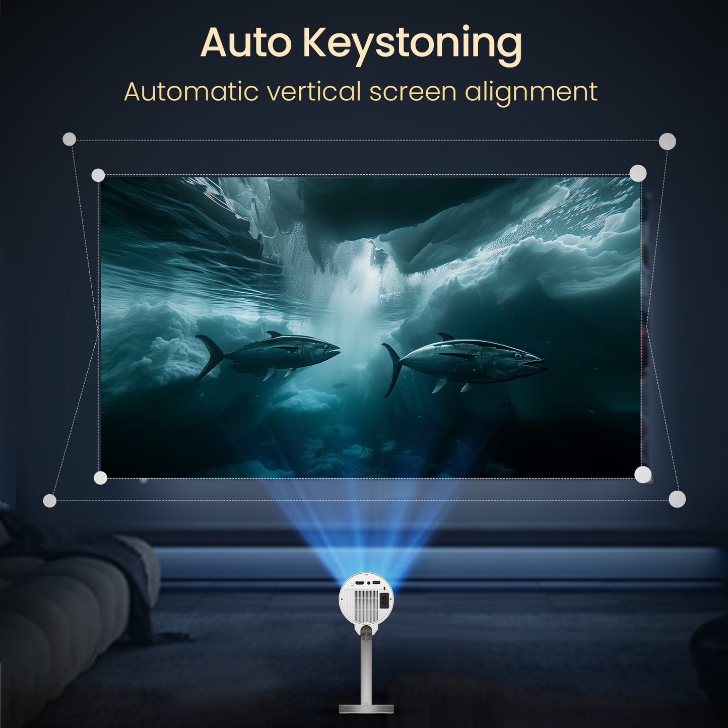 Portronics Beem 520 Smart Portable Projector offers Bluetooth & Wi-Fi connectivity, auto keystone correction, and a built-in telescopic stand, making it the best smart projector for home