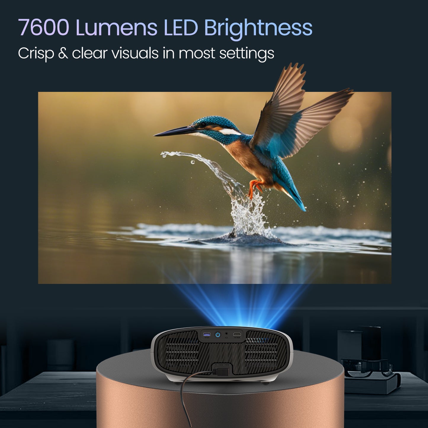 Portronics Beem 530 Portable Smart Projector delivers cinema-quality visuals with 1080p Full HD clarity, high lumens brightness| best projector by portronics
