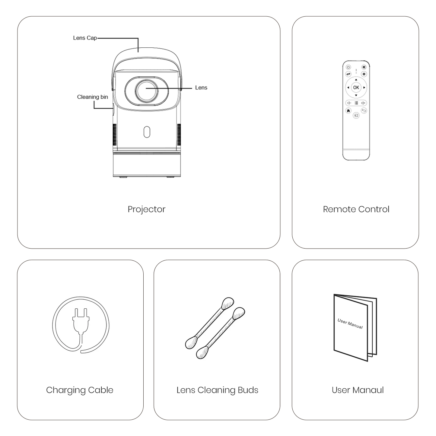 Portronics Beem 550 Smart LED Projector | LED Projector for Home Use with 6000 Lumens Brightness, 2000:1 Contrast Ratio, VP9/H.265 Video Support, 70 mm Auto Focus Lens | Mini Portable Projector for Movies, Online Content, and Gaming
