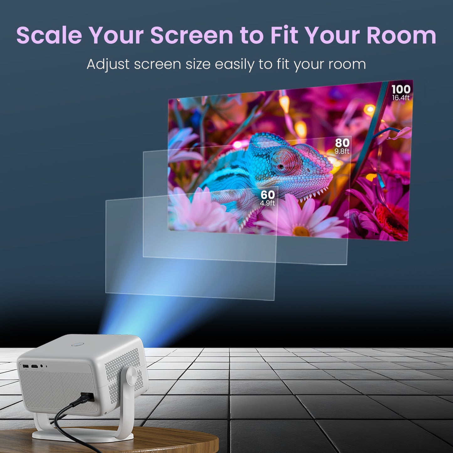 Portronics Beem 560 Portable Smart Projector | Great for bedrooms with auto focus adjustment and adjustable tilt-angle design | smart portable projector suitable for flexible setups