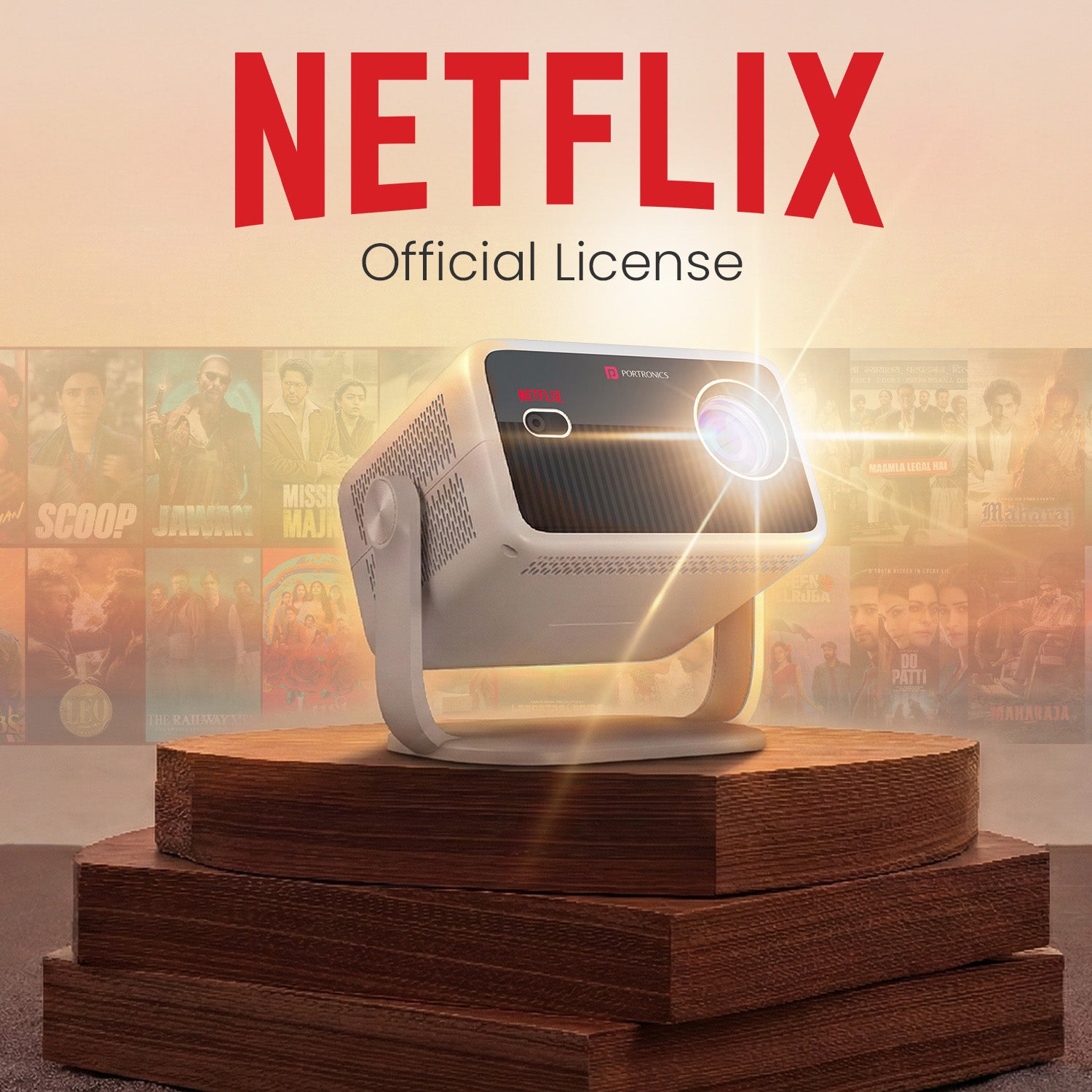 Portronics Beem 560 Smart Android LED Projector with Netflix app| Netflix Projector designed for smart entertainment