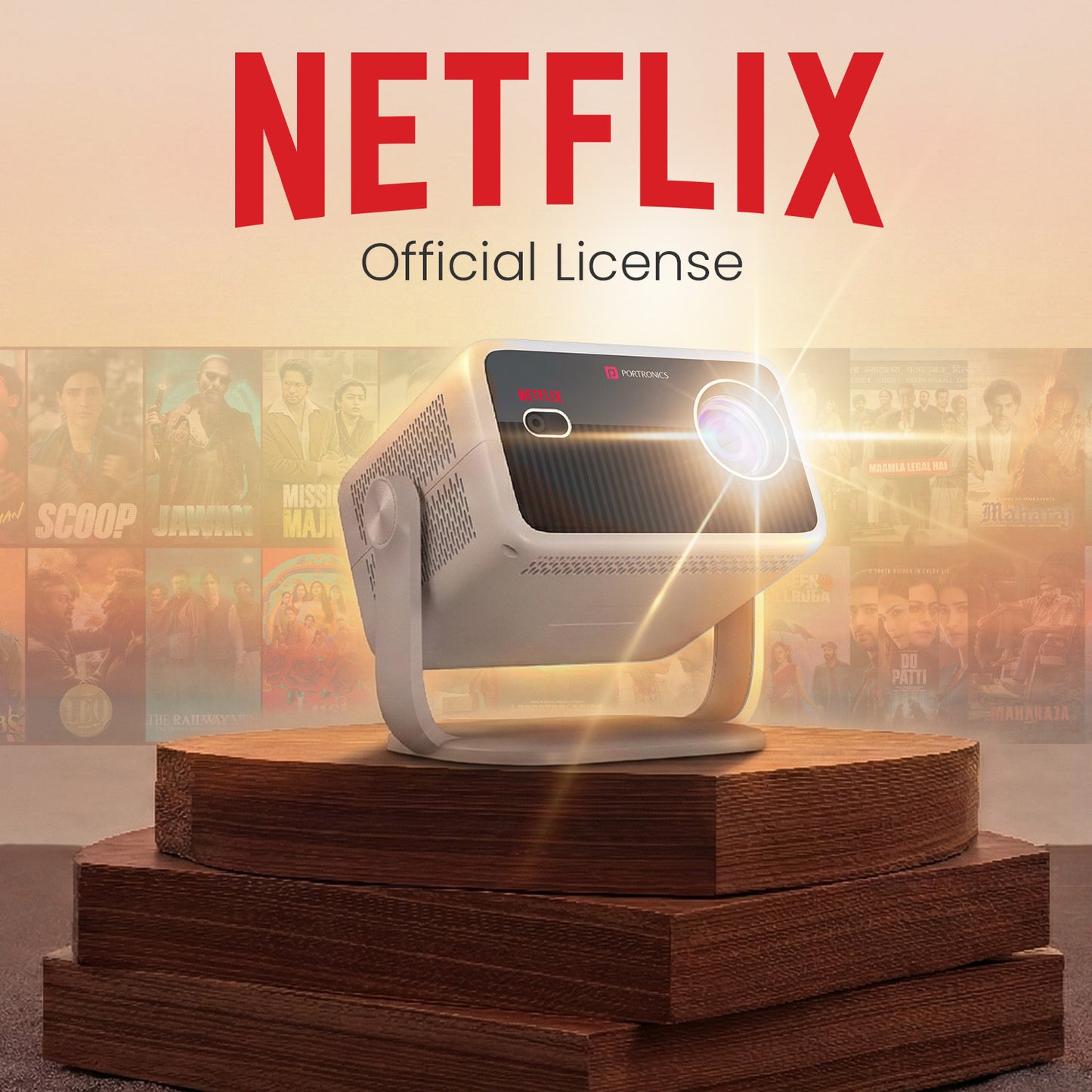 Portronics Beem 560 Smart Android LED Projector with Netflix app| Netflix Projector designed for smart entertainment