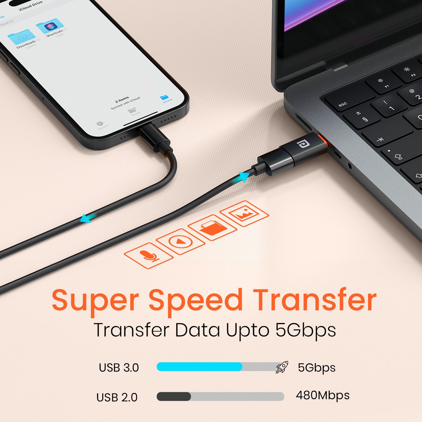 Portronics BridgeY Premium Type C Converter Adapter for Fast Charging, High-Speed Sync, and Device Compatibility| type c converter with high speed data transfer