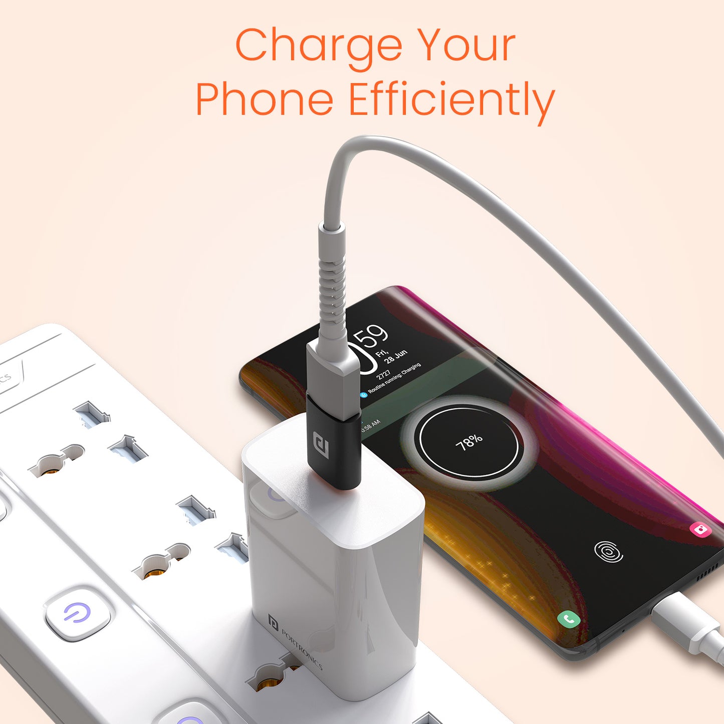 Portronics BridgeY Reliable and Efficient USB to Type C Converter Supporting Data Transfer and Charging Needs