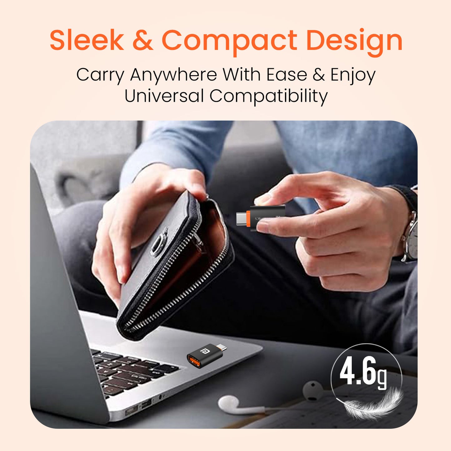 Portronics BridgeY USB Cable to Type C Converter with Sleek Design and Sturdy Aluminum Alloy Construction