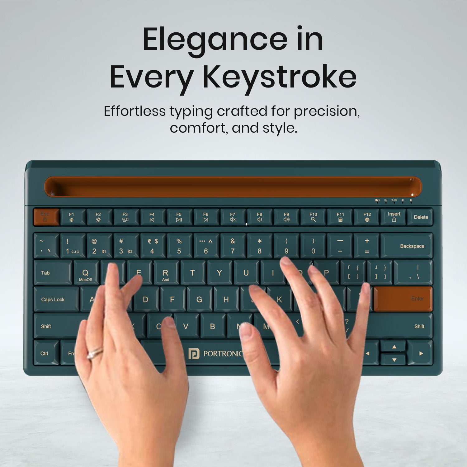 Green Portronics Bubble Dock 2.0 Bluetooth Keyboard | Smooth silent typing with bubble keys | This bluetooth keyboard for tablet delivers quiet, comfortable input.
