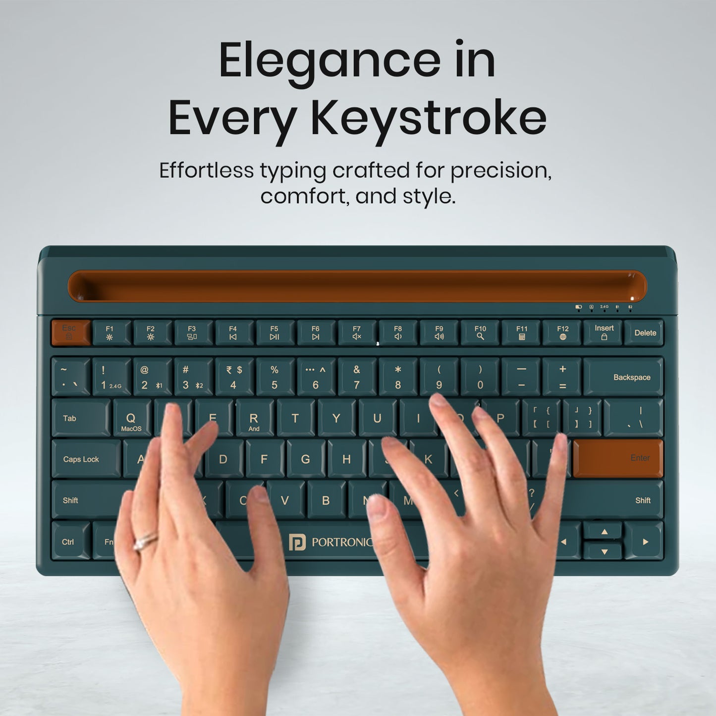 Green Portronics Bubble Dock 2.0 Bluetooth Keyboard | Smooth silent typing with bubble keys | This bluetooth keyboard for tablet delivers quiet, comfortable input.
