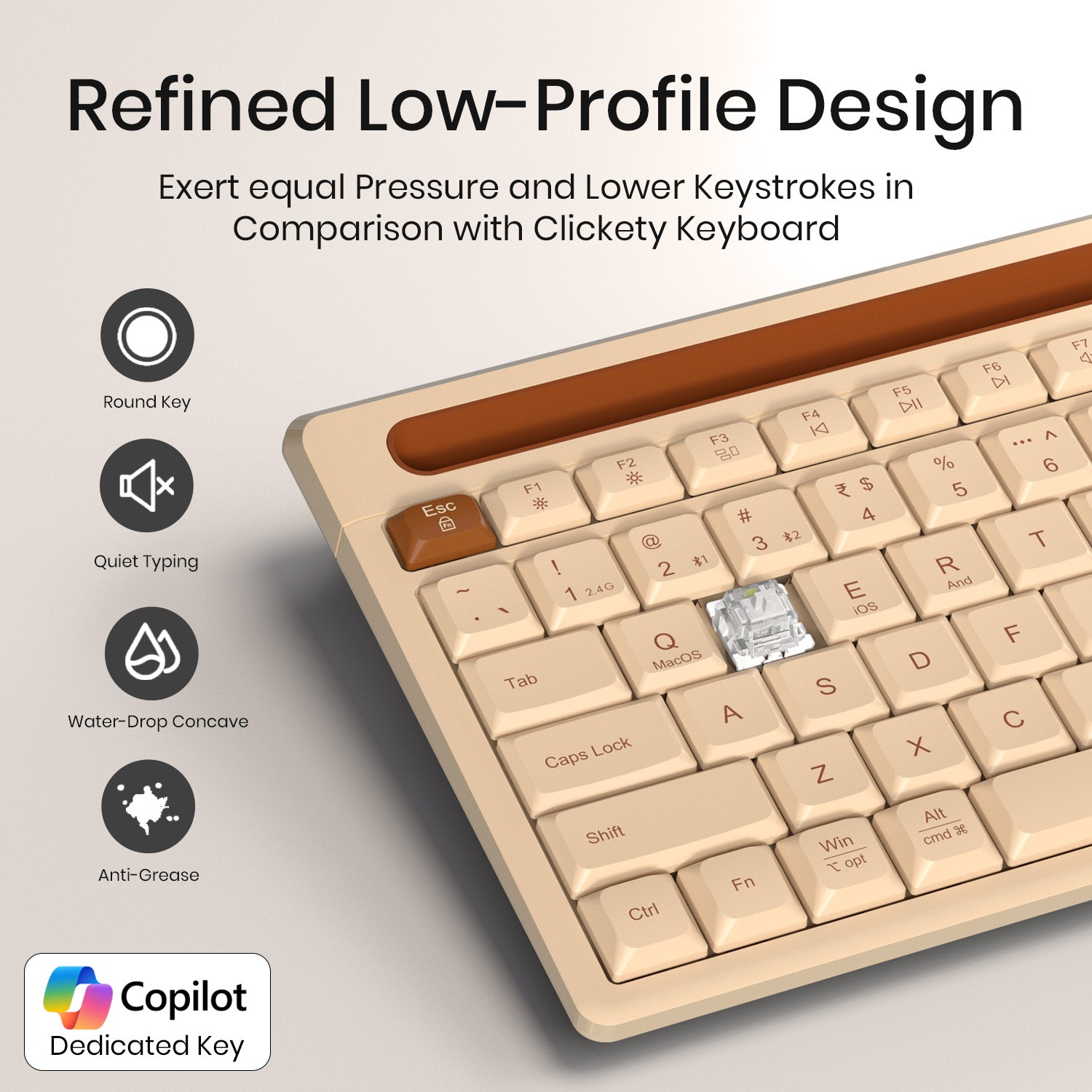 Beige Portronics Bubble Dock 2.0 Laptop Keyboard | Smooth bubble-type keys for quiet workspaces | This laptop keyboard online is perfect for office or home setups.

