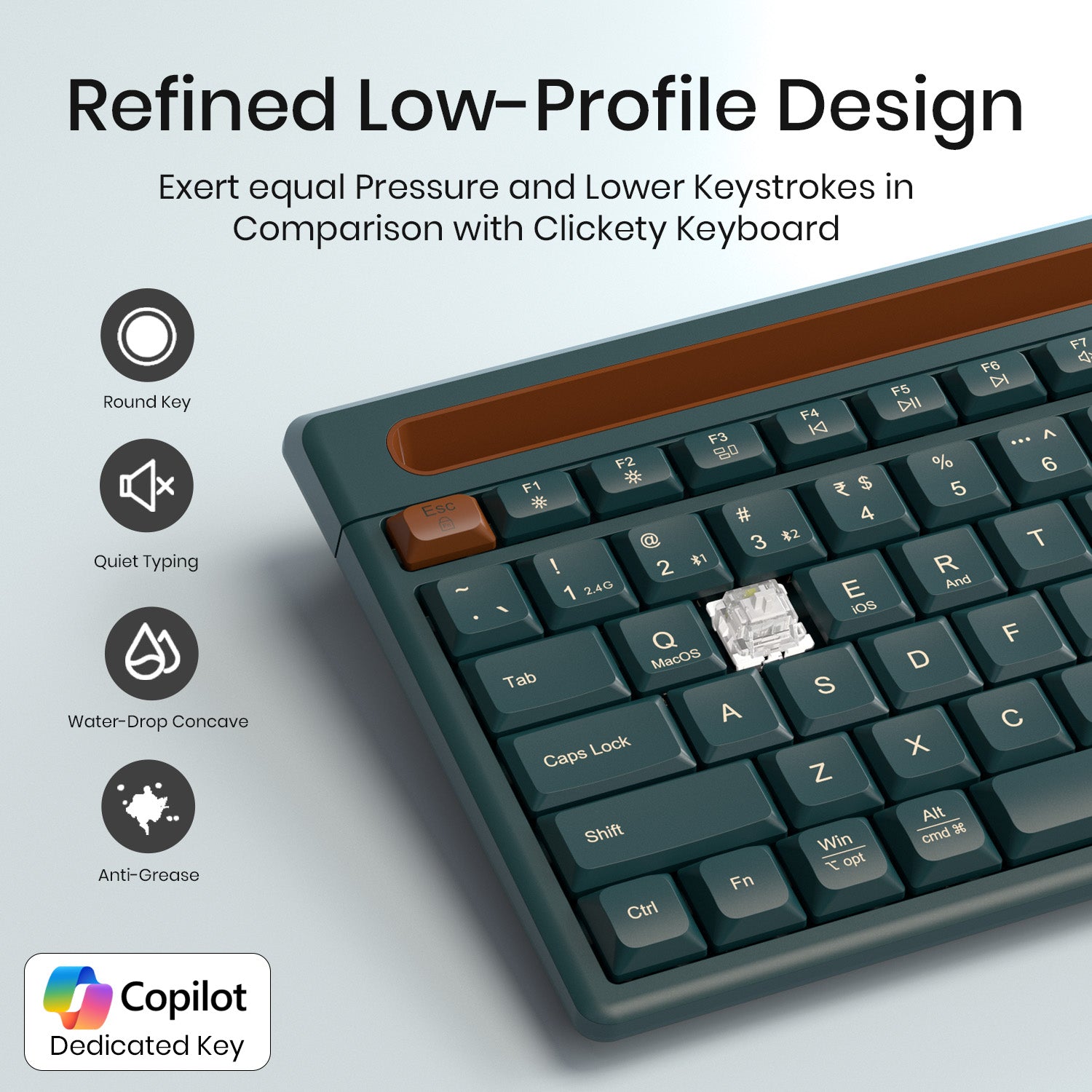 Green Portronics Bubble Dock 2.0 Laptop Keyboard | Silent keys ideal for office and home use | This keyboard for laptop improves comfort with noise-free keystrokes.