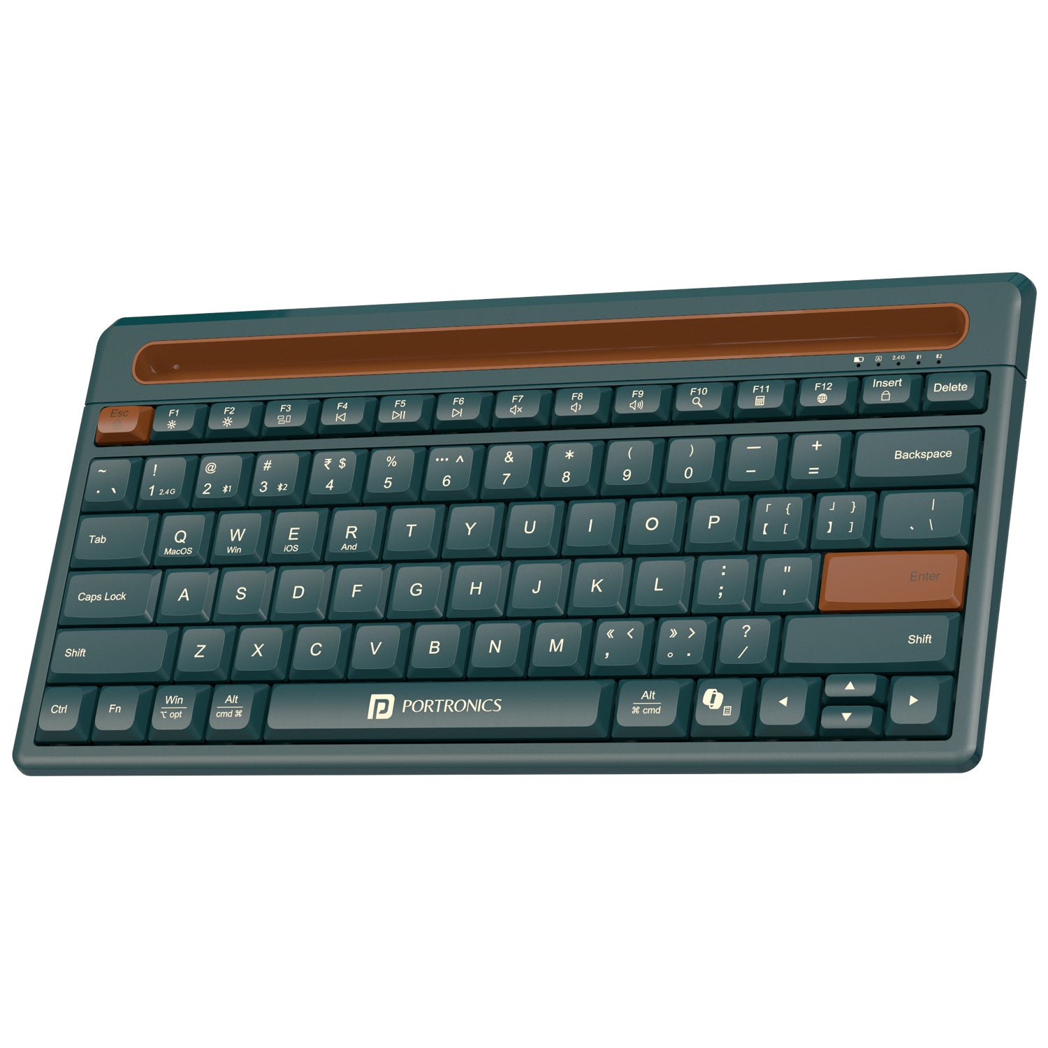 Green Portronics Bubble Dock 2.0 Wireless Laptop Keyboard | Dual wireless typing for laptops and tablets | This wireless keyboard ensures seamless switching across devices.