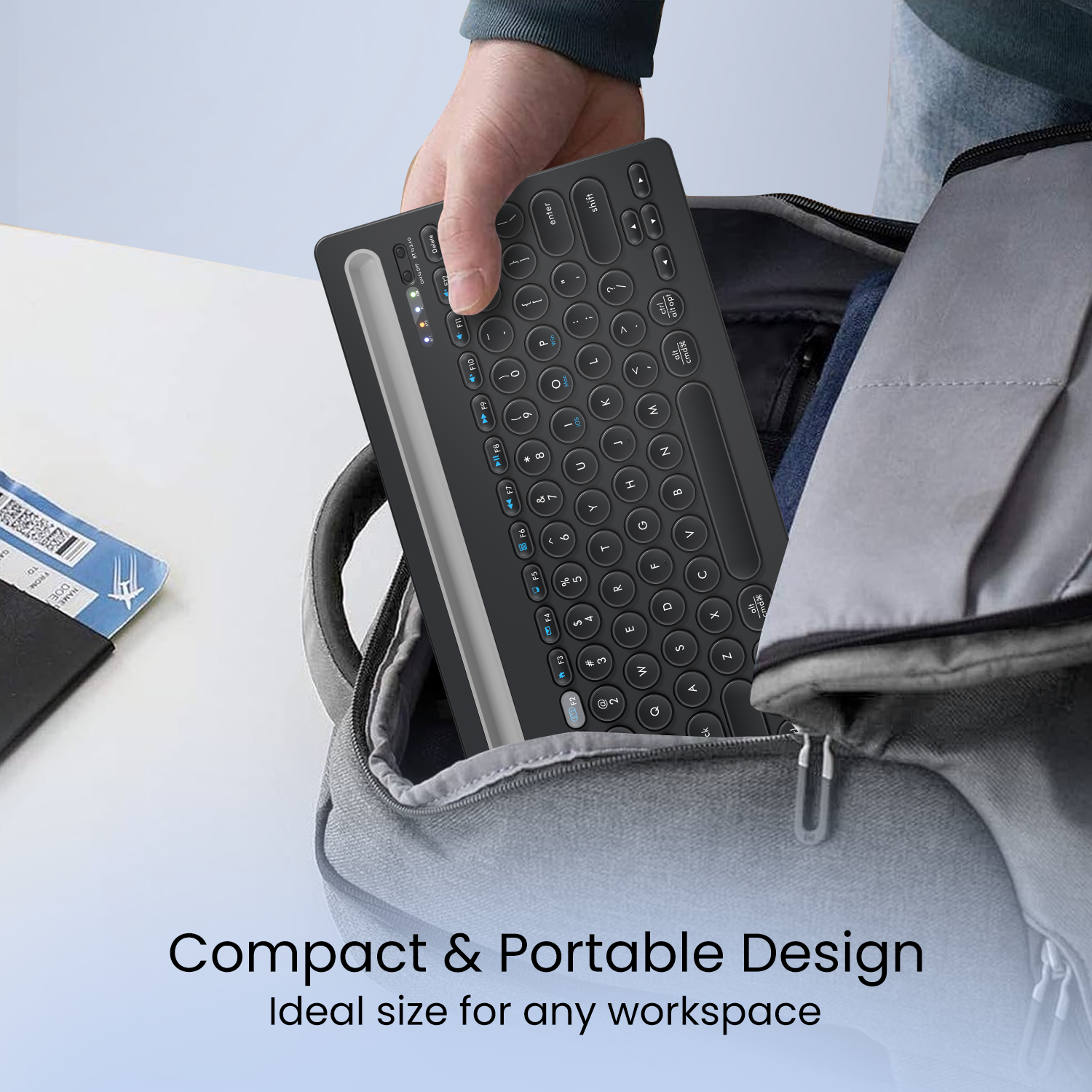 Black Portronics Bubble Dock computer keyboard, featuring a sleek and portable design, perfect for home offices, students, and professionals on the go