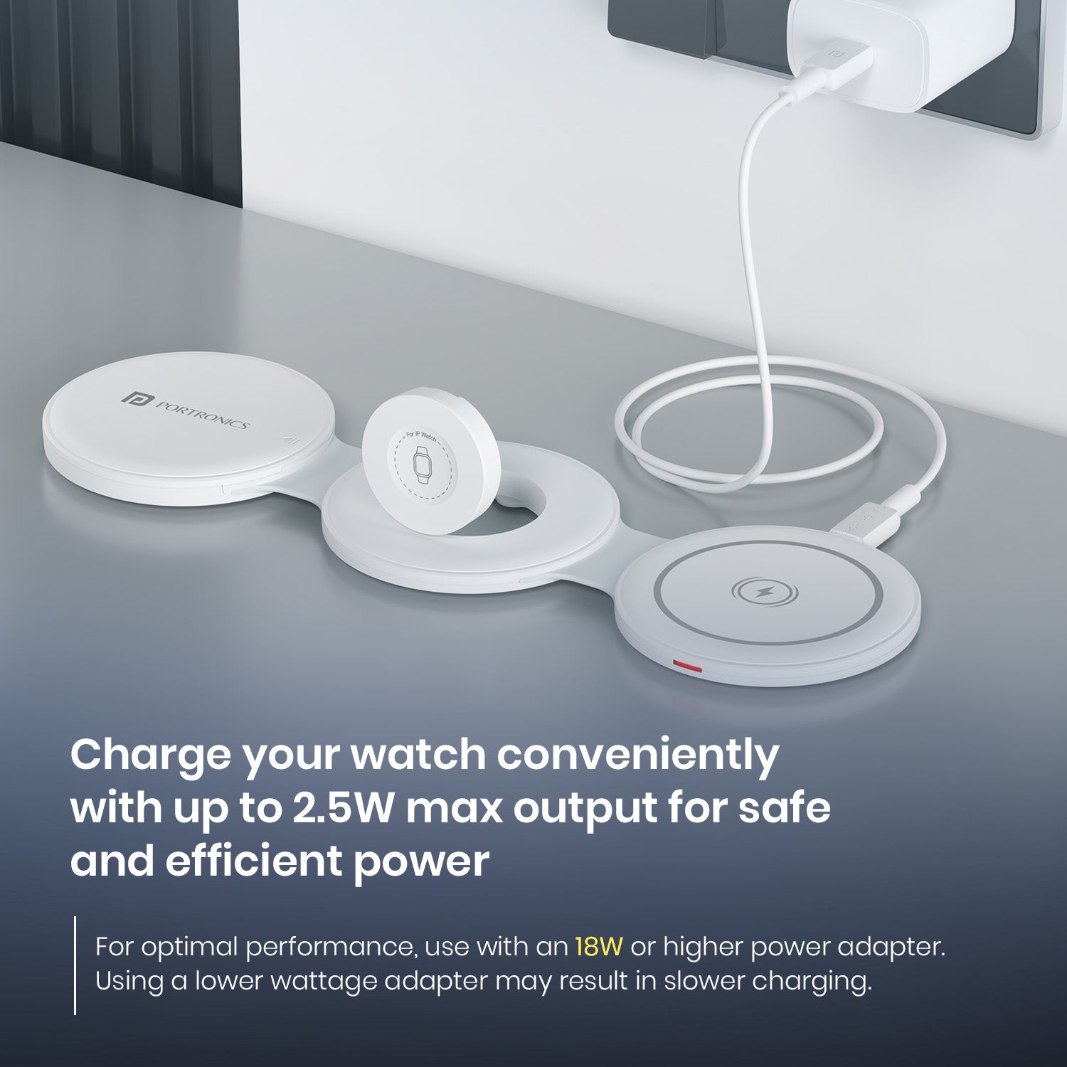 Portronics ChargeMate Trio 15W wireless charger and compact storage travel kit with magnetic wireless charger, fast charging cable, USB cable, and Type C to Type C cable for laptops, tablets, and phones| best cable kit for travelers