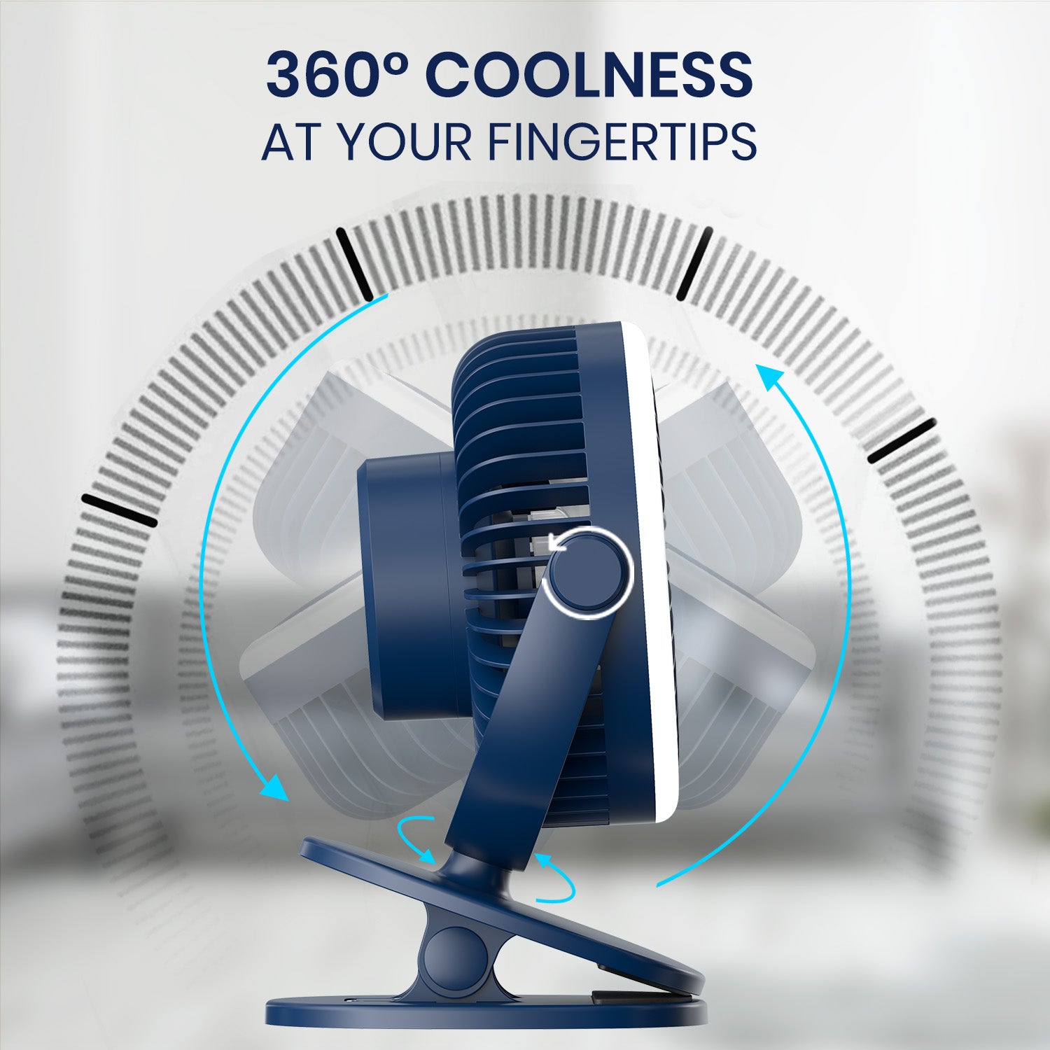 Portronics ClipCool Mini rechargeable fan with 360-degree rotatable fan head| clip-on or table fan online| best rechargeable fan