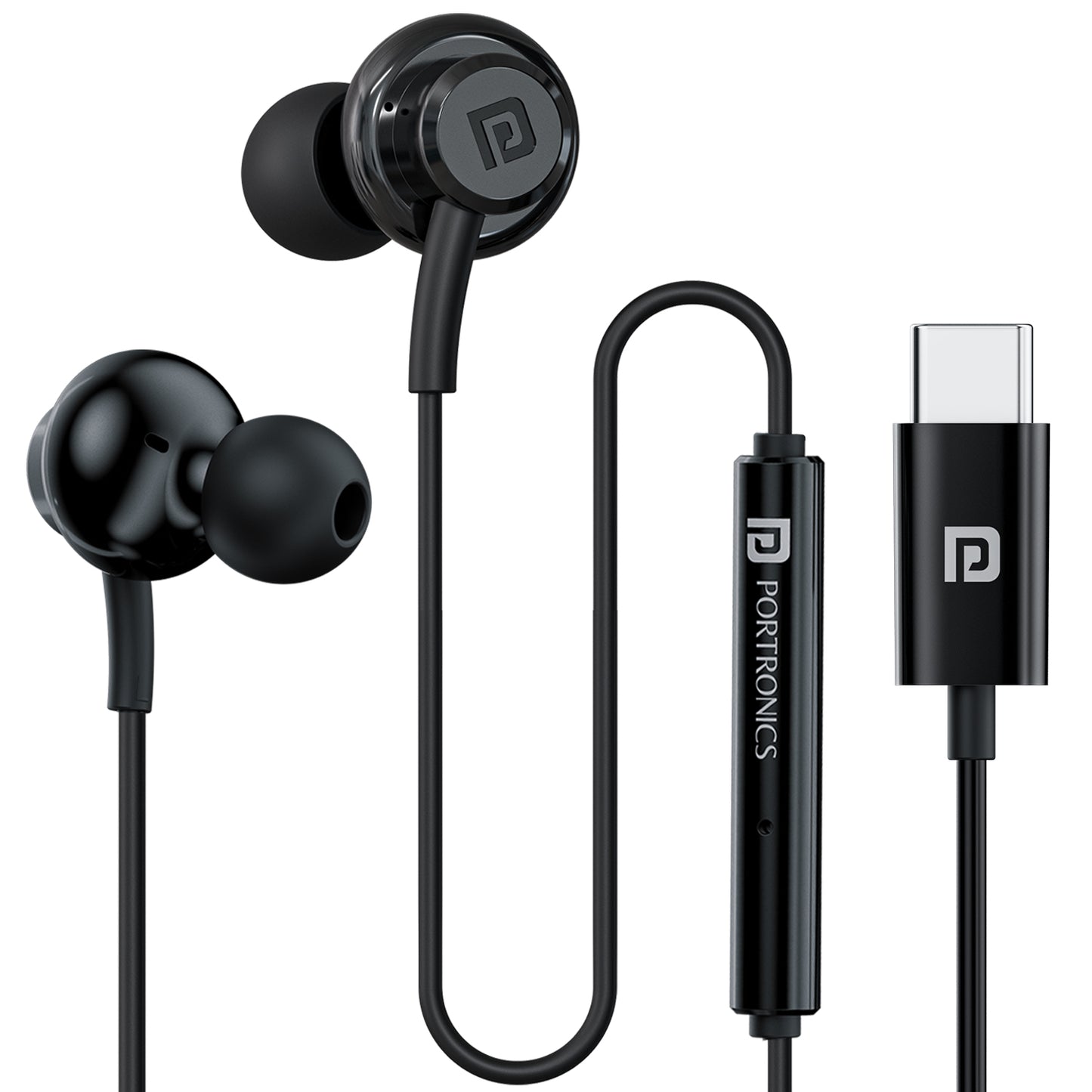 Portronics Conch Gamma C wired earphones with mic and Type C jack for crystal-clear calls and music on smartphones and laptops| best wired earphones online