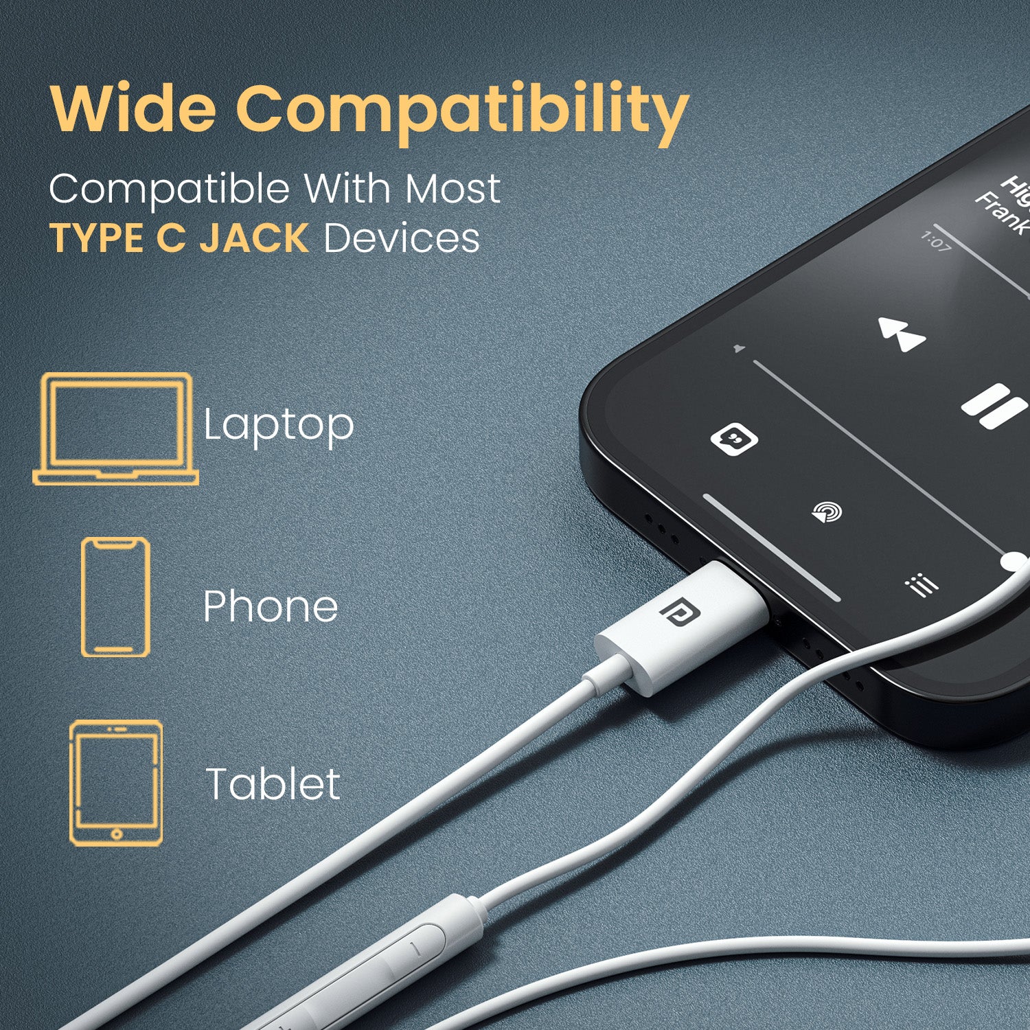 Portronics Conch Kappa C Wired Earphones Type C – Comfortable Wired Headphones for Laptop, Smartphones, and Tablets| wired earphones for laptop