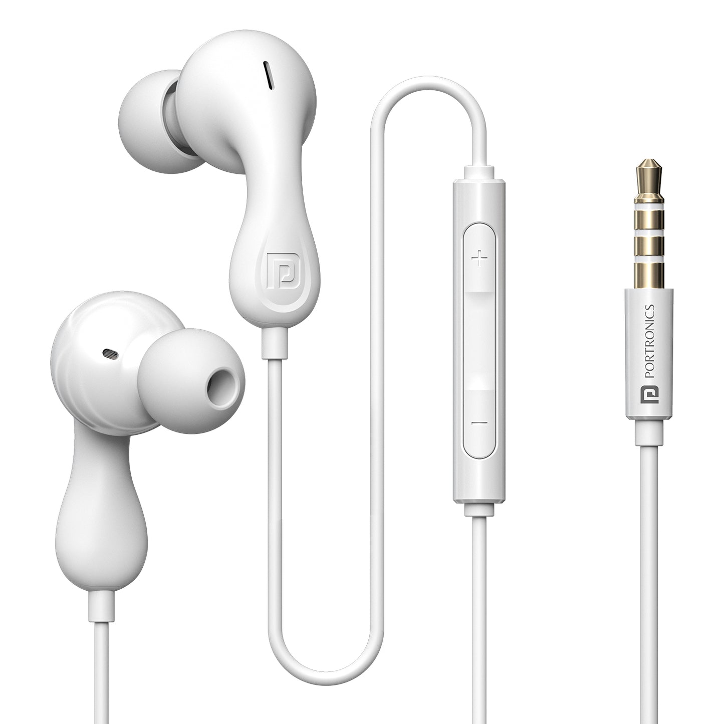 Portronics Conch Kappa wired earphones with mic under 500, featuring 14.2mm drivers, tangle-free cable, and ergonomic in-ear design