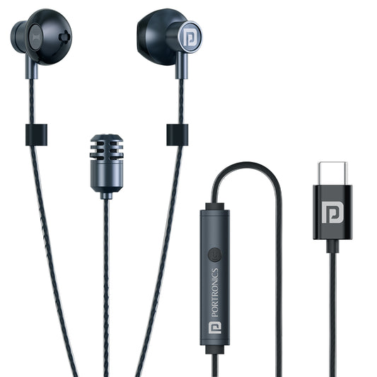 Portronics Conch One Type C Wired Karaoke Earphones with Mic offer 8 karaoke modes, 4 EQ modes, deep bass, tangle-free cable, ergonomic design, and are the best wired earphones for calling, singing, and music apps on all Type-C devices