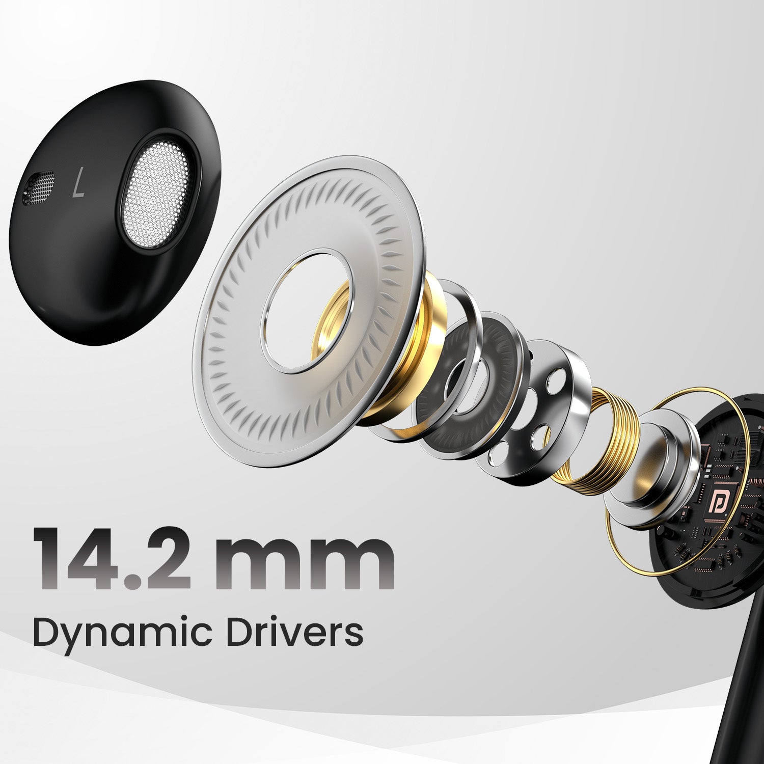 Black Portronics Conch Theta A combines powerful 14.2mm drivers with comfortable fit and inline controls nd magnetic-free design for daily use.