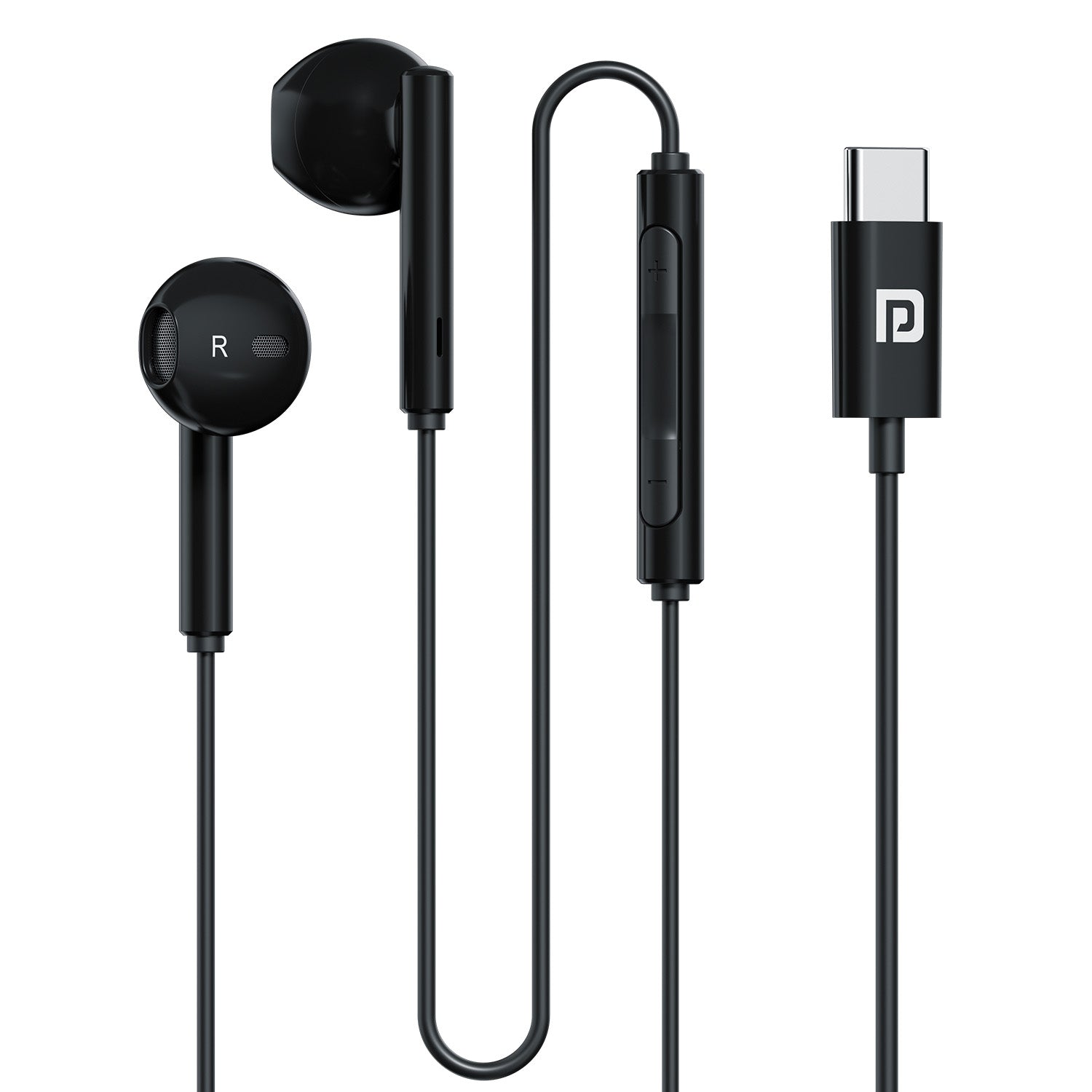 Black Portronics Conch Tune C Type C Earphone with Mic – Durable Build and Smooth Sound Quality