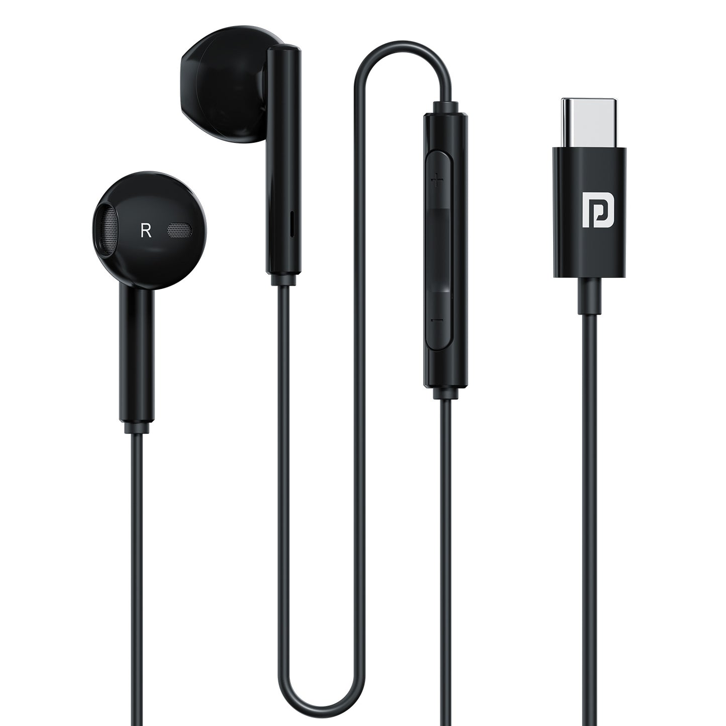 Black Portronics Conch Tune C Type C Earphone with Mic – Durable Build and Smooth Sound Quality