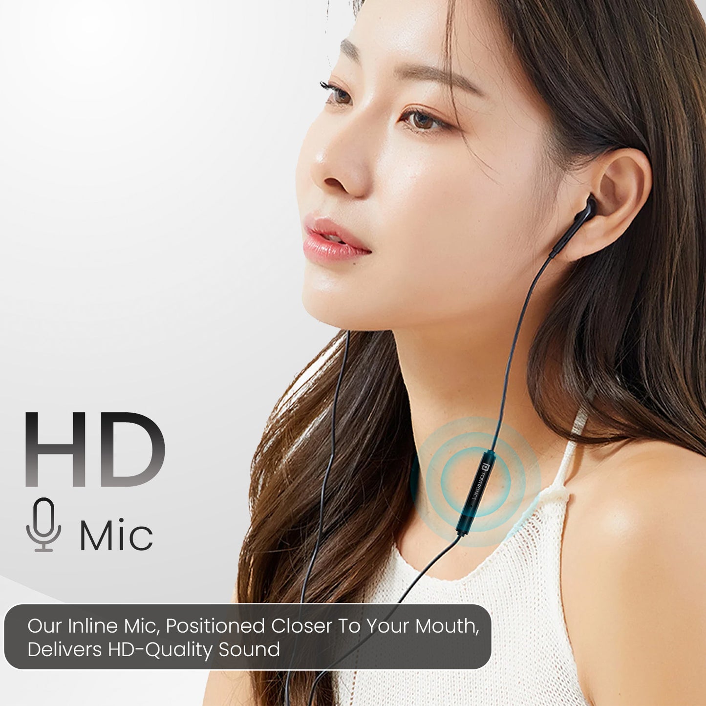 Black Portronics Conch Tune C Type C Wired Earphones with Mic – Clear Conversations and Deep Bass| best wired earphones with HD mic| mic for handsfree calling