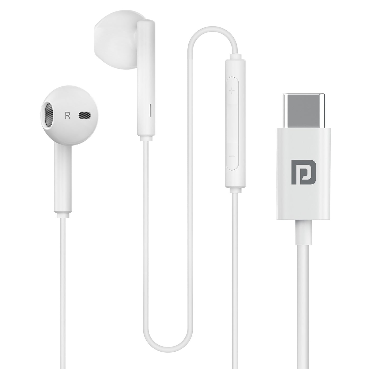 White Portronics Conch Tune C Wired Earphones with Mic – Best Wired Earphones for Mobile and Laptop Use