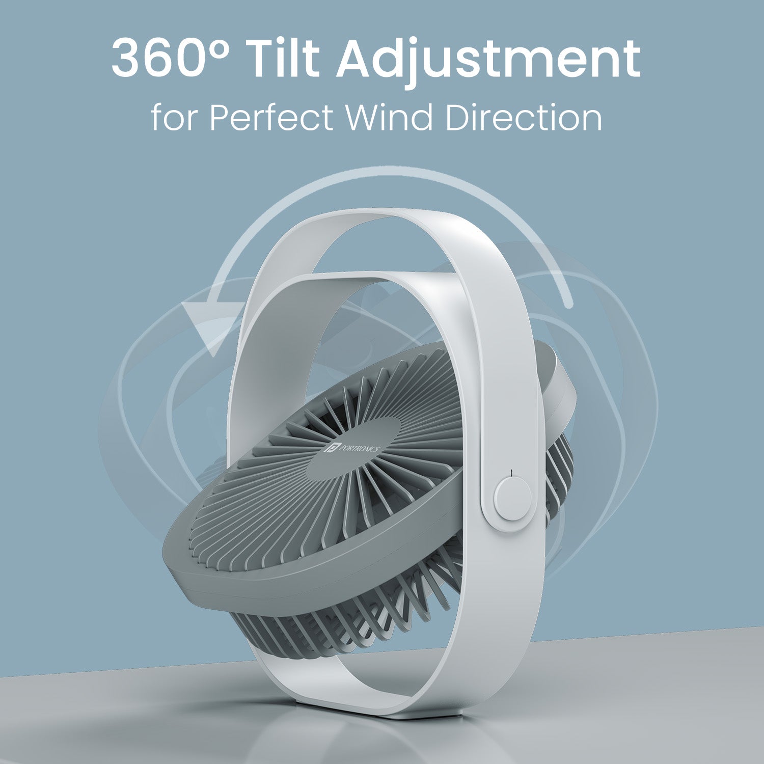 Portronics CoolCube Mini rechargeable fan with 360-degree rotatable fan head, ideal as a pocket-sized fan or mini table fan for desktops and workstations| mini table fan for desktops online