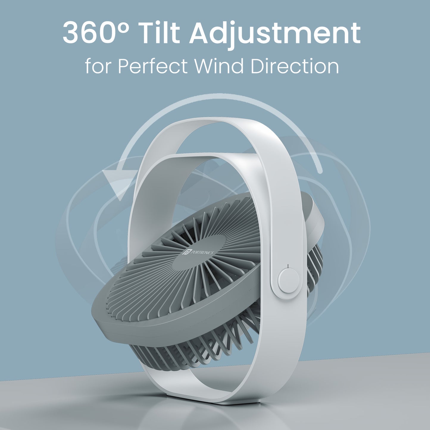 Portronics CoolCube Mini rechargeable fan with 360-degree rotatable fan head, ideal as a pocket-sized fan or mini table fan for desktops and workstations| mini table fan for desktops online